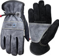 WZQH Leather Work Gloves for Men or Women. XX-Large Glove for Gardening, Tig/Mig Welding, Construction, Chainsaw, Farm, Ranch etc. Cowhide, Cotton Lined, Utility, Firm Grip, Durable. Grey-Black 2XL