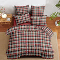 Sedefen Gingham Duvet Cover Queen Vintage Brown Plaid Bedding Set Kids Boys Girls Retro Grid Checked Soft Breathable Duvet Cover Set 3 Pieces