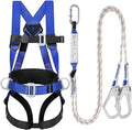 TT TRSMIMA Safety Harness Fall Protection Kit: Roofing Harness for Work | Men Construction Climbing Fall Arrest Safety Harnesses with Shock Absorbing Lanyard Rebar Hook Waist Pad
