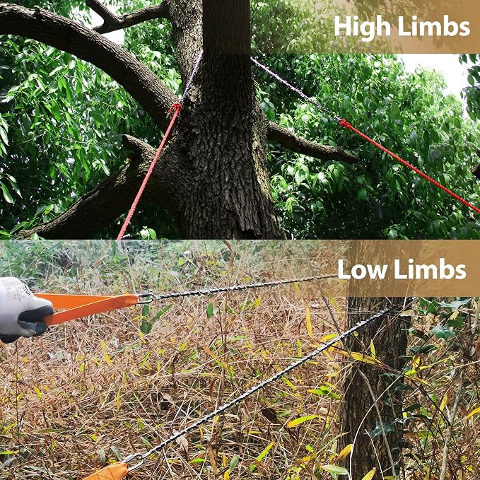 Rope Saw for Tree Limbs, 55 Inch Chain Saw with 70 Sharp Teeth & 46 Feet Ropes Kit, High Limb Pocket Chainsaw