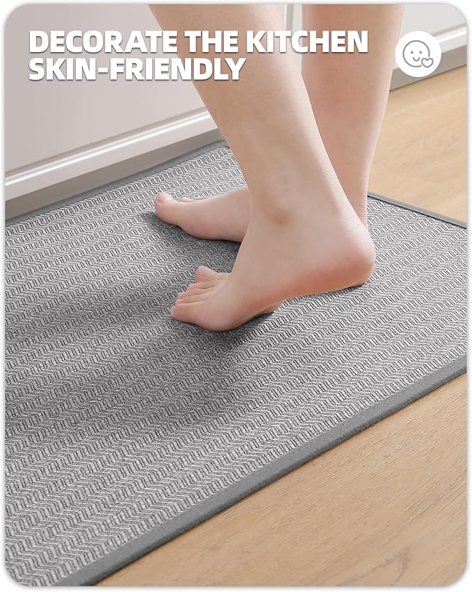 Color&Geometry Kitchen Rugs Kitchen Mats for Floor, 17"X59" Light Grey Kitchen Rugs Non Slip Washable with Rubber Backing, Quick Dry, Low Pile, Easy Clean Kitchen Runner Rug Kitchen Sink Mat