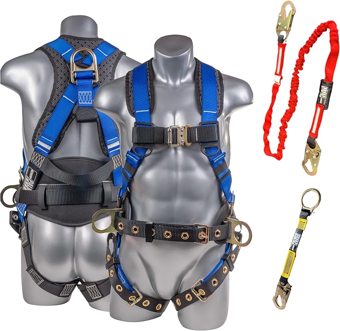 Hammerhead 5pt Safety Harness Back Padded, QCB Chest, Tongue Buckel Legs Straps, Back & Side D-Rings