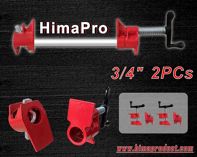 HimaPro 3/4" H-Style Professional Pipe Clamp Set, 2-Pack | Quick-Release Design for Woodworking, Carpentry, Home Improvement & DIY