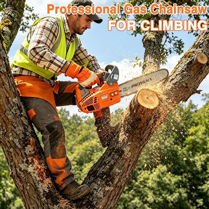 PROYAMA Gas Powered Top Handle Chainsaw, 12in Lightweight Petrol Chainsaw | 25.4cc Handheld Cordless Chain saw, EPA Certified, Easy Start Climbing Saw for Wood Cutting Tree Trimming Yard Work