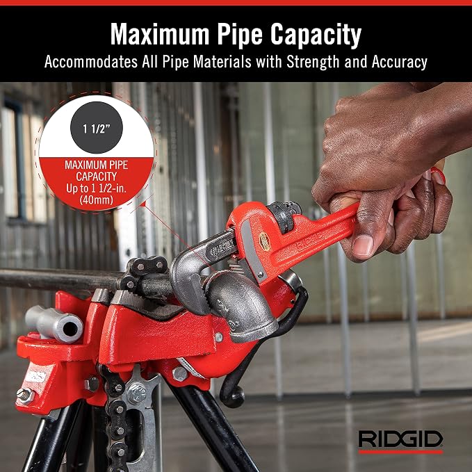 RIDGID 31010 Model 10 Heavy-Duty Straight Pipe Wrench, 10-inch Plumbing Wrench, Red, Black, 250mm (10in)