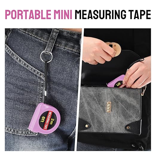 Copkim 50 Pcs 6 FT Mini Tape Measure Retractable Bulk Small Measuring Tape Pocket Size Measurement Tool for Operation Christmas Items Party Favor Gifts Stuffers for Men(Pink)