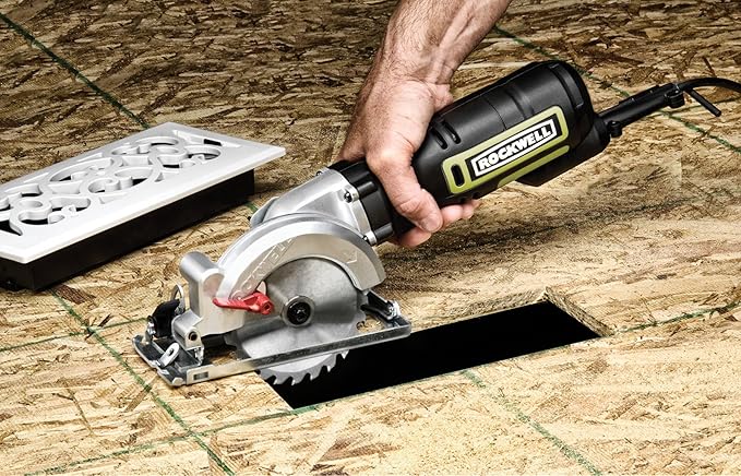 Rockwell 4-1/2” Compact Circular Saw, 5 amps, 3500 rpm, with Dust Port and Starter Kit– RK3441K , Black