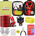 LIANXIN Car Emergency Roadside Tool Kit, Auto Emergency Kits Vehicles, with Jumper Cables kit，Car Safety Roadside Assistance Kit,Headlamp,Tow Straps,Needle Nose Pliers,Rainwear,Gloves.Matcha Green