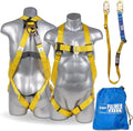 Safety Harness w/Detachable 6 ft Lanyard I Single Leg Lanyard w/Internal Shock Absorbing & Snap Hook
