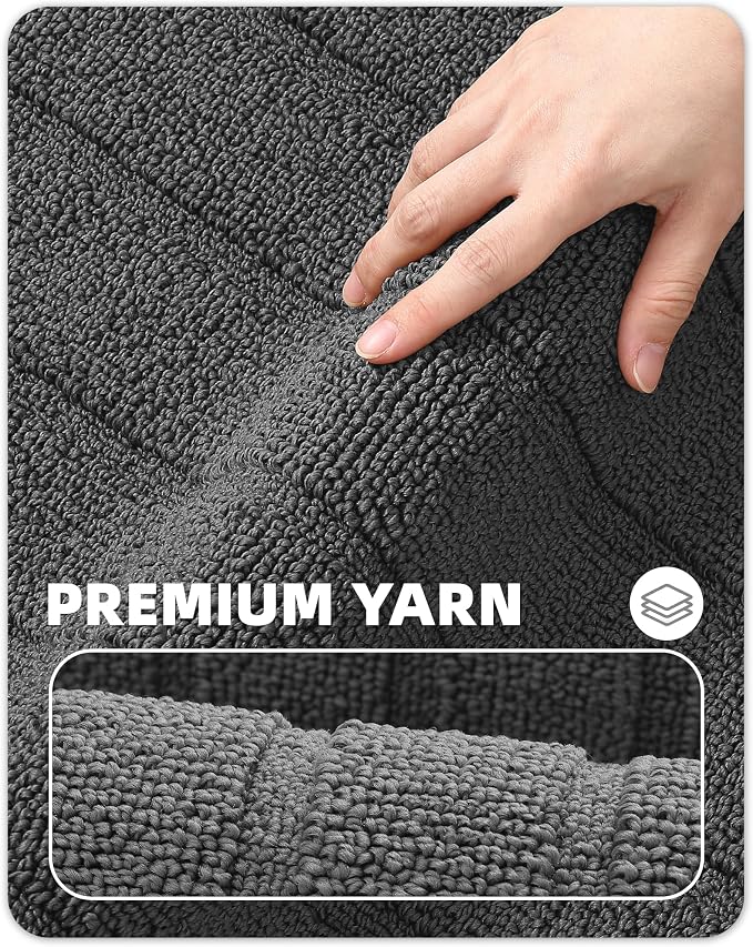 Color&Geometry Striped Designed Absorbent Washable Polypropylene Kitchen Floor Mat, Grey 17"x79", Non Slip TPE Backed, Low-Profile Sink Runner Rugs, Easy Clean Long Kitchen Carpet (Roll Packed)