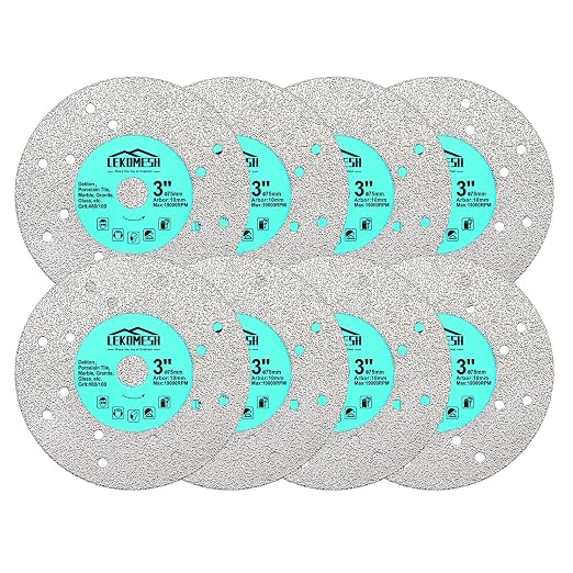Rock Slab Grinding Disc - 3 inch Glass Cutter Disc (8pcs), Granite Cutting Blade, Diamond Grinder Wheel for Rock Slab, Stone, Tile, Marble, Granite, Glass Diamond Saw Blades