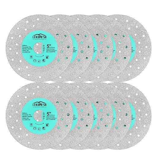 Rock Slab Grinding Disc - 5 inch Glass Cutter Disc(10pcs), Granite Cutting Blade, Diamond Grinder Wheel for Rock Slab, Stone, Tile, Marble, Granite, Glass Diamond Saw Blades