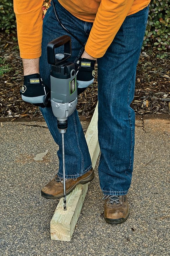 Genesis 1/2" 9.0 Amp Electric Drill Variable Speed Electric Mud Mixer Drill with Lock-On Button, Three-Position Auxiliary Handle, Two-Position Spade Handle, Chuck Key, and 2 Year Warranty GSHD1290