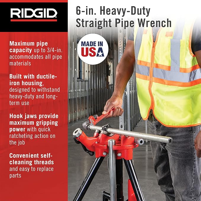 Ridgid 8, 6 & 10-Inch Heavy-Duty Pipe Wrenches