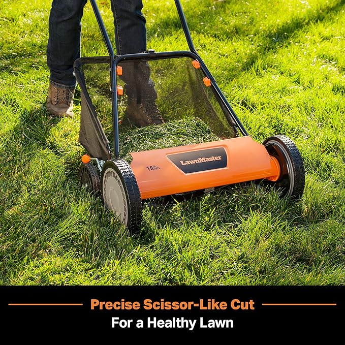 LawnMaster LMRM1801 Push Reel Lawn Mower 18-Inch 5-Blade