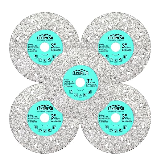Rock Slab Grinding Disc - 3 inch Glass Cutter Disc (5pcs), Granite Cutting Blade, Diamond Grinder Wheel for Rock Slab, Stone, Tile, Marble, Granite, Glass Diamond Saw Blades