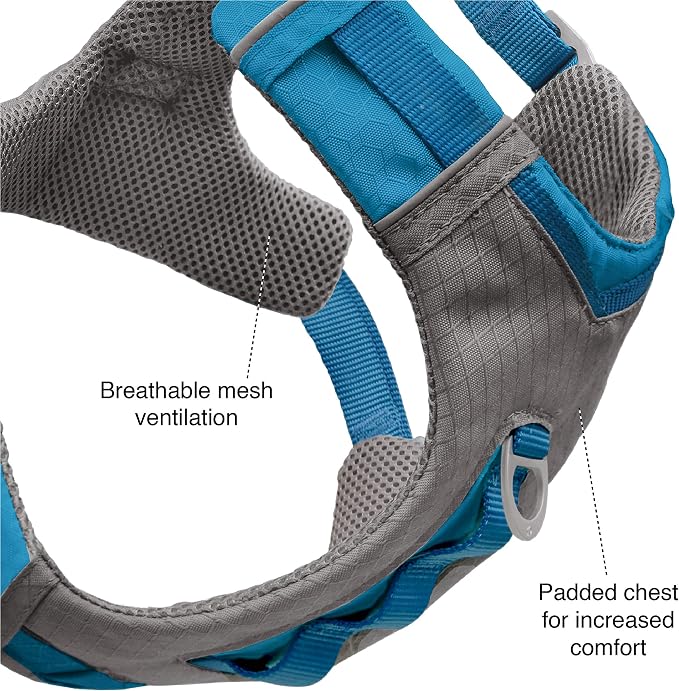 Kurgo Journey Air Dog Harness, Orange, Extra Large | Padded Chest, Ripstop Outer & Breathable Mesh, Back Assist Handle, Rust-Free Aluminum Hardware, Reflective Trim