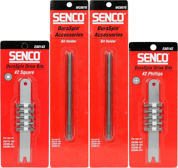 Two Senco WC0070 Duraspin Mandrels w/ (1) Senco EA0142 and (1) EA0143 Drive Bit Packs