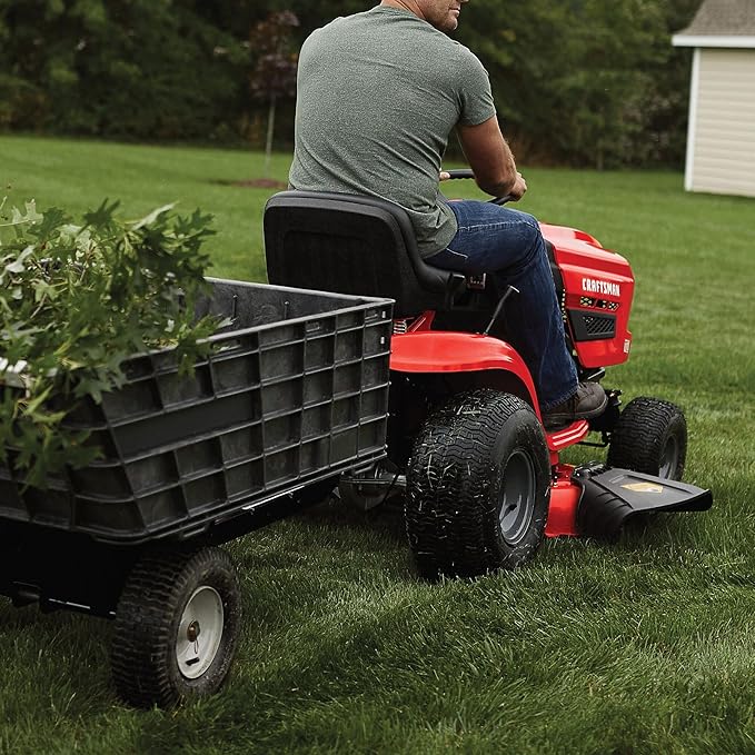 CRAFTSMAN 42" Gas Riding Lawn Mower with 17.5 HP* Briggs and Stratton Single-Cylinder Engine, Gas Lawn Tractor with 7-Speed Transmission, Red/Black (13AN77XSA93)