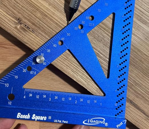 iGAGING Precision Tri Square Bench Square Set, 3" & 6" w/Pin, Plus Pencil & Lead, for Layout, Drawing, & Tool Setup. #36-BS-36