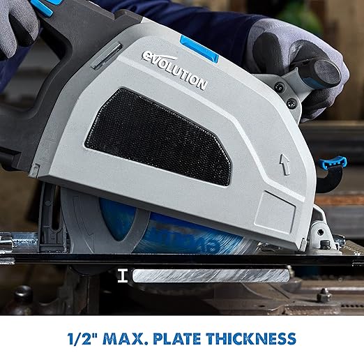 Evolution S210CCS Metal Cutting Circular Saw | 8-1/4" Blade | Cuts Steel Clean & Cool | Adjustable 3" Depth | Chip Collector | No Heat Burr or Sparks | High Torque Motor | TCT Blade Included