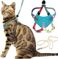 Houdini™ Escape Proof Cat Harness and Leash (Multicolor, M/L) | Adjustable walking vest with 6ft lead, premium padded finish, snug secure fit, lightweight for travel and outdoor adventures