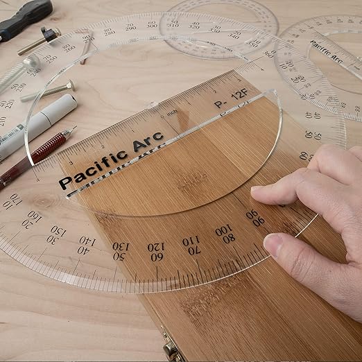 Pacific Arc's 8 Inch 360 Degree Plastic Circular Protractor Clear