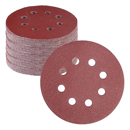 WORKPRO 50-Piece 100 Grit Sanding Discs - 5-Inch 8-Hole Hook and Loop Sandpaper for Random Orbital Sander (Not for Oscillating Tools or Mouse Sander)