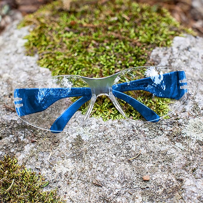BISON LIFE Clear Safety Glasses – ANSI Z87.1 Scratch & Impact Resistant Wrap Around Eye Protection Goggles for Men & Women