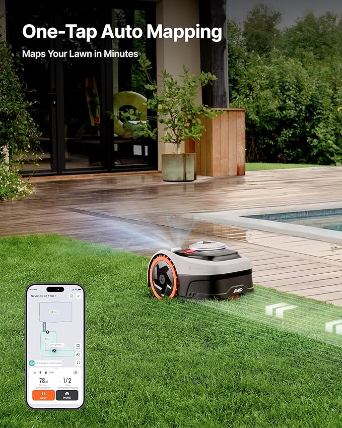 Segway Navimow i206 AWD Robot Lawn Mower (New i105N), Wire-Free with Garage S, All-Wheel Drive for 45% Slopes, EFLS NRTK + Vision, Auto Mapping, Covers 0.15 Acre (Garage Shipped Separately)