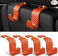 Amooca Car Seat Headrest Hook 4 Pack Hanger Universal Vehicle Car Storage Organizer for Handbag Purse Coat S Type Checkered Orange