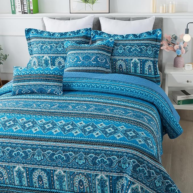 BEDIFANY Cotton Quilt King Size Sets, Lightweight King Bedspread Soft Quilted Reversible Coverlets Sets Boho Quilt King Set for Bed Decorations for All Seasons, 3 Pieces