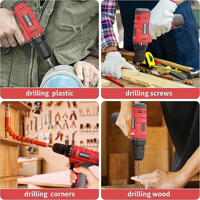 Fadakwalt Cordless Drill Set, 20V Electric Power Drill with Battery And Charger