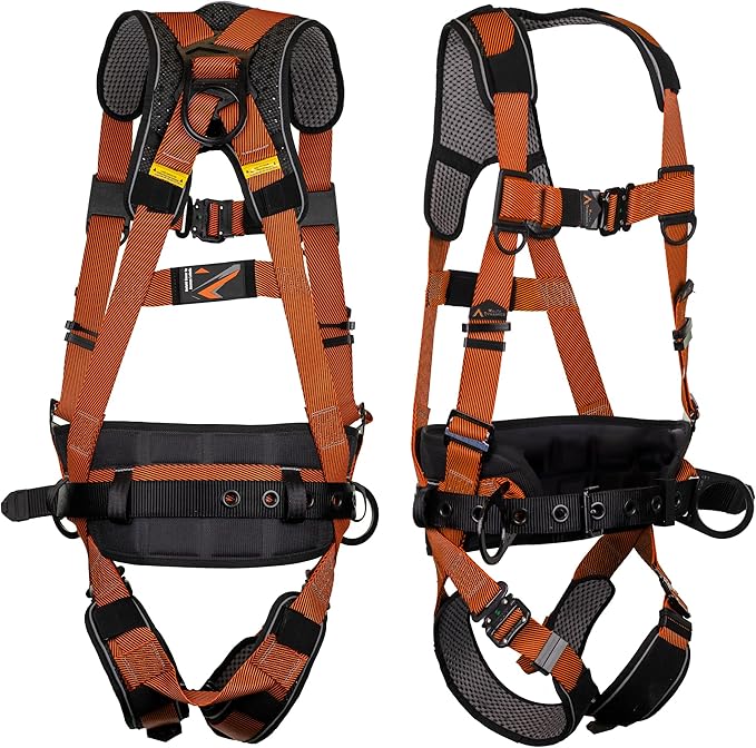 Warthog Comfort MAXX - Safety Harness for Construction – Fall Protection Equipment with Removable Belt and Lumbar Support, Side D-Rings, and Padding, OSHA & ANSI Compliant (S-M)