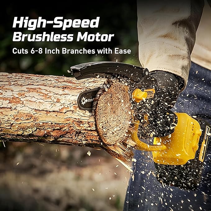 8-Inch Cordless Mini Chainsaw Compatible with Dewalt 20V Max Battery(Only Tool), BESTOOL Brushless Portable Electric Power Chain Saw for Wood Cutting, Pruning, and Trimming (2 Packs)