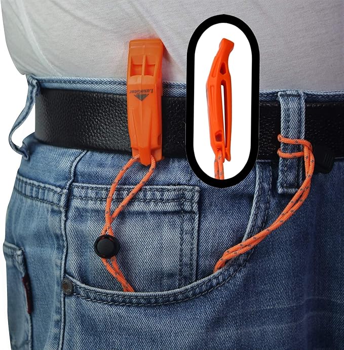 LuxoGear Emergency Whistles with Lanyard Safety Whistle Survival Shrill Loud Blast for Kayak Life Vest Jacket Boating Fishing Boat Camping Hiking Hunting Rescue Signaling Kids Lifeguard Plastic 2 Pack
