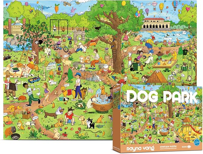 Antelope 2 in 1 1000 Piece Puzzle Bundle - Dog Park - 1000 Piece Jigsaw Puzzle Bundle with Cat Castle - 1000 Piece Jigsaw Puzzle