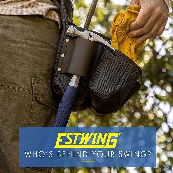 ESTWING Hammer - 16 oz USA Made Straight Rip Claw Hammer with Smooth Face & Shock Reduction Grip - E3-16S