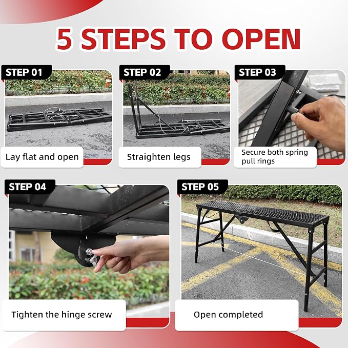 Scaffolding Platform 11.81"x70.86" Adjustable Work Platform Support 660 lbs Portable Scaffold 5 Gear Adjust Height 31 to 46 inches Folding Ladder Step Stool Non Slip (70.86"x11.81")