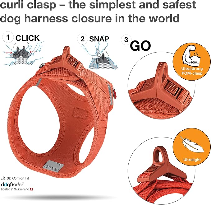 Vest Harness curli Clasp Air-Mesh Sun Orange XS