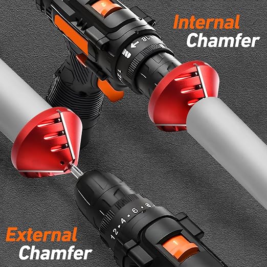 2 in 1 Inner-Outer PVC Deburring Tool, PVC Chamfer Tool, Pipe Deburring Reamer Plumbing Tool for OD 0.92" to 3.89", ID 0.75" to 3.5" PVC, CPVC, ABS, PP, PE Pipe