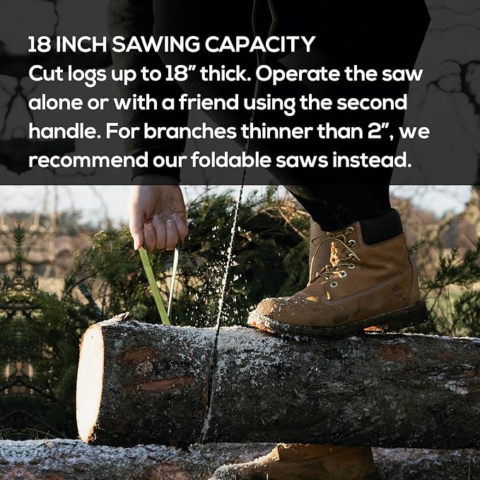 Nordic Pocket Saw 25.6 Inch Pocket Chainsaw with 33 Bi-Directional Teeth for Clearing Trails - Handy Backpacking Saw with Extra Large Nylon Handle Loops - for Survival and Emergency Situations