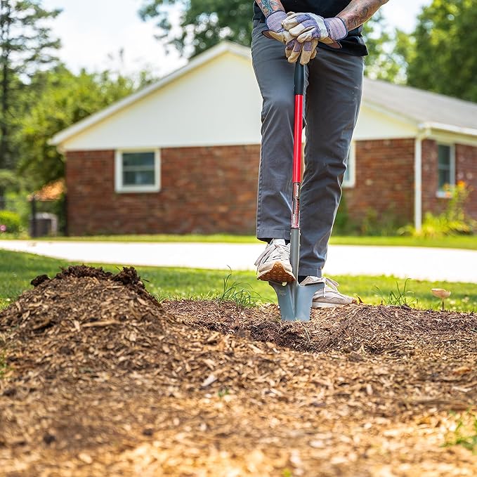 Root Slayer 22311 Nomad Compact Steel Garden Spade for Digging Soil and Root Removal, Portable Tool, Red