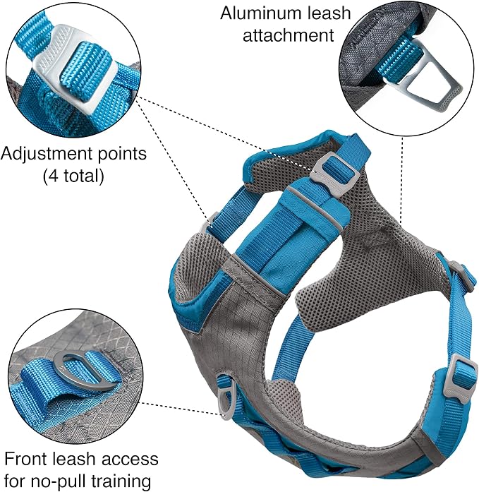 Kurgo Journey Air Dog Harness, Orange, Extra Large | Padded Chest, Ripstop Outer & Breathable Mesh, Back Assist Handle, Rust-Free Aluminum Hardware, Reflective Trim