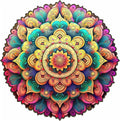 Mys Aurora Unique Wooden Jigsaw Puzzles - Flower Mandala, 500 Pcs King Size 16.5'' x 16.4'', Luxurious Shaped Wood Puzzle, Beautiful Package, Best Gift for Adults and Kids, Family Game