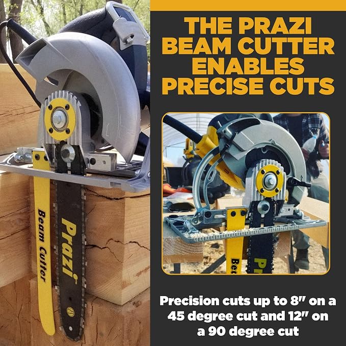 Prazi 12" Beam Cutter Attachment for Circular Saws – For 7-1/4" Circular Saws, Non-Worm Drive – Increase Cut Depth from 2-1/2” to 12”