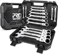 Prostormer 14-Piece SAE Flex-Head Ratcheting Wrench Set | 1/4" to 1", 72-Tooth Ratchet Gear, Cr-V Steel Constructed, Portable Tool Box Included