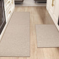 Color&Geometry 2PCS Kitchen Rugs and Mats Non Slip Washable, Absorbent Kitchen Runner, Easy to Clean Kitchen Floor Mats for in Front of Sink, Laundry Room, Hallway, 17"x29"+17"x59", Greige