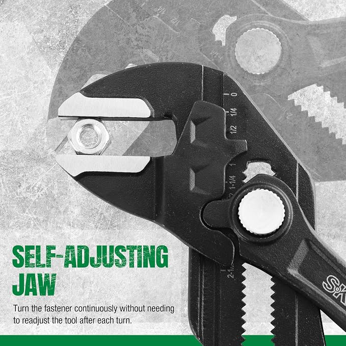 SK 12" Pliers Wrench, Smooth Parallel Jaw Water Pump Pliers, CR-V Steel | Groove Joint Pliers, Adajustable 21 Positions Up to 2-1/2" Jaw Capacity, Ergonomic Anti-slip Handle for Comfortable Grip