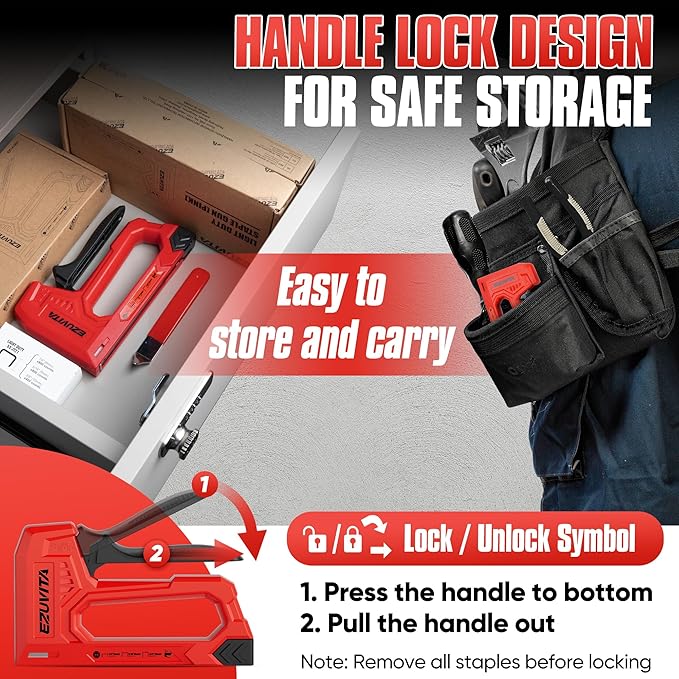 Light Duty Staple Gun for Wood, Red Upholstery Staple Gun Kit with 2000pcs JT21 Staples 1/4, 5/16, 3/8 inch and Staple Remover, Stapler Gun for Crafts, DIY, Classroom, Mothers Day Gift